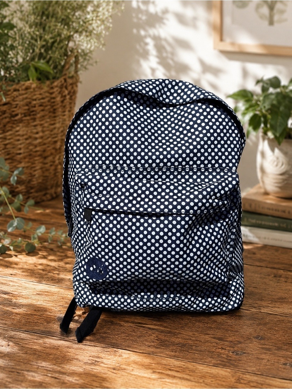 Mi-Pac Polka Dot Navy Backpack • Laptop Bag • Water-Resistant Travel • School - Picture 3 of 16